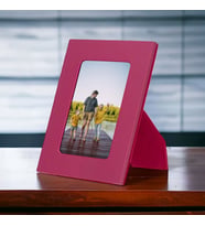 Gerçek Deri Masaüstü Fotoğraf Çerçevesi, 22x17cm (15x10 foto) Pembe (Renksiz)