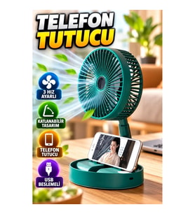Mini Fan Soğutucu Telefon Tutucu Vantilatör – Katlanabilir Tasarım, 3 Hız Ayarlı