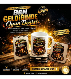 : Frekans Uyumlama Seti-5–Olumlama–Kupa Bardak–Bardak Altlığı-Mini Defter–Güçlü Duruş Seti