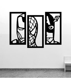 3 Parçalı Mdf Marvel Tablo (Siyah)