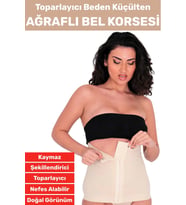 Özel Üretim Vücut Şekillendirici Beden Küçülten Toparlayıcı Ağraflı Bel Korsesi (Bej)