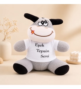 Eşek Tepsin Seni Tişörtlü Peluş Eşek 24 Cm Komik Özür Hediyesi Peluş Oyuncak