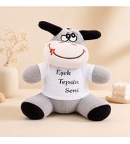 Eşek Tepsin Seni Tişörtlü Peluş Eşek 24 Cm Komik Özür Hediyesi Peluş Oyuncak