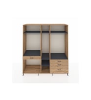 Kronos Dolap 7 Raflı 4 Çekmeceli 3 Askılı 220x59x243 Çam-Antrasit/Çam