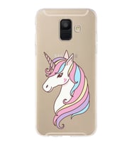 Samsung Galaxy A6 (2018) Uyumlu Kapak Unicorn Tasarımlı Şeffaf Silikon Kılıf