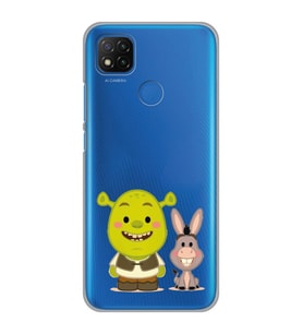 Xiaomi Redmi 9C / 10A Uyumlu Shrek ve Eşek Tasarımlı Şeffaf Telefon Kılıfı
