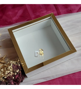 25x25 Cm Beyaz-Gold Derin Anı Çerçevesi-6 Cm Derinlikli Anı Çerçevesi! İsimsiz-Ledli! Hkm Ticaret