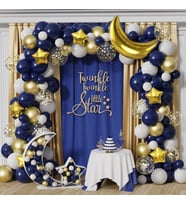 Altın Yıldız Lacivert Zincir Balon Set