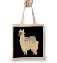 Cute & Funny Sloth Riding Llama Best Friends Bez Çanta Uzun Saplı
