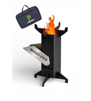 Roket Soba, Rocket Stove, Kamp Ocağı, Odunlu Kamp Sobası Çantalı (Siyah)