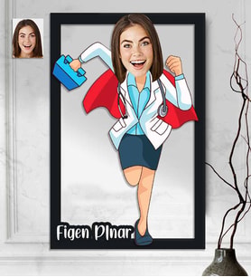 Kişiye Özel 3D  Ahşap Tablo Doktor Kadın 30x40 -8