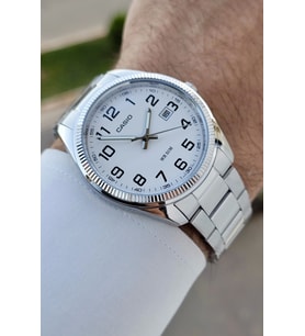 Casio CSISTE171 Kadranı Beyaz Kordonu Metalik Renk 2 Yıl Garantili Erkek Kol Saati