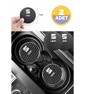 Seat Leon Modeline Uygun Karbon Araç Bardak Altlığı 2 Adet Seat Leon İç Mekanı İçin Şık 7 cm Tasarım