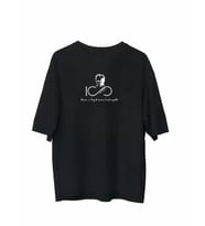 pilelistore- Unisex Bisiklet Yaka Baskılı Oversize T-Shirt - Siyah