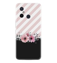 Xiaomi Redmi 12C Kılıf Resimli Desenli Baskılı Silikon Strip Pink Flowers 1396
