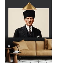 Mustafa Kemal Atatürk Portre Resmi Dekoratif Kanvas - Mdf Ahşap Tablo