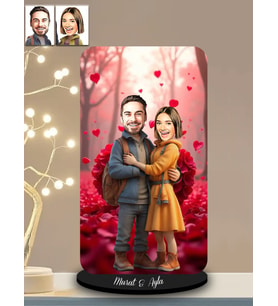 Kişiye Özel Sevgililer Günü Karikatür Ahşap Biblo Model 26-3
