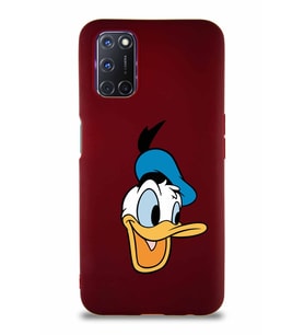 Oppo A92 Soft Premier Kapak Donald Duck-A Tasarımlı Silikon Kılıf - Mürdüm (Şeffaf)