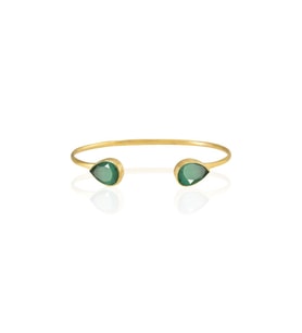 Kadir Jewellery 22 Ayar Altın Kaplama El İşçiliği Zirkon Taşlı Kadın Charm Bileklik (K.Yeşil)