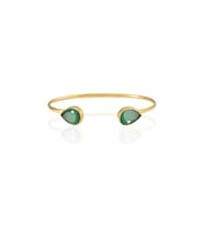 Kadir Jewellery 22 Ayar Altın Kaplama El İşçiliği Zirkon Taşlı Kadın Charm Bileklik (K.Yeşil)