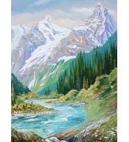 Vadi Manzarası Sayılarla Boyama Seti 40x50 cm (Tuvale Gerili)