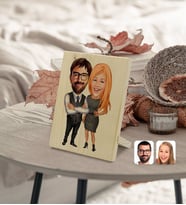 BK Gift Kişiye Özel Sevgililer Karikatürlü Dekoratif Ahşap Çerçeve Model 100
