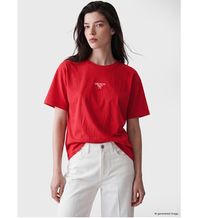 LCW Comfort Kırmızı Soft Touch Nakışlı Kadın Tişört