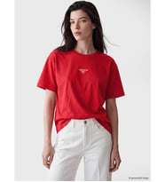 LCW Comfort Kırmızı Soft Touch Nakışlı Kadın Tişört