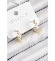 Pirinç Zirkon Taşlı Yıldız Model Gold Renk Kadın Küpe - TJ-BKP11066