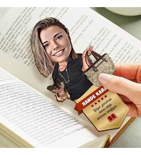 Havalı Kadın Karikatürlü Kitap Okuma Ayracı
