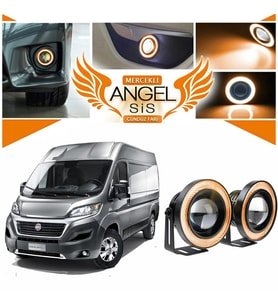 Fiat Ducato Uyumlu, Universal Mercekli Led Angel Sis Farı, 76mm Turuncu Renk