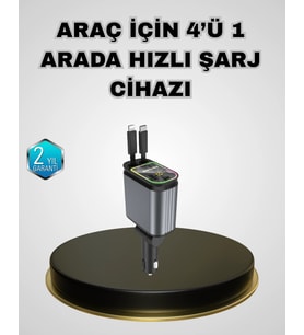 Araç Şarj Adaptörü 66W PD QC Hızlı Şarjlı ve Çekilebilir Kablolu