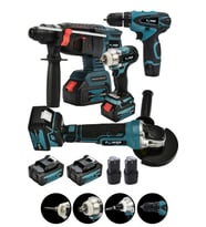 4 Lü Set Torklu Akülü Vidalama Somun Sıkma Şarjlı Taşlama 125 mm