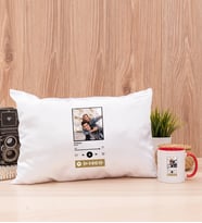 Kişiye Özel Spotify Tasarım Fotoğraflı Dikdörtgen Yastık ve Kırmızı Kupa