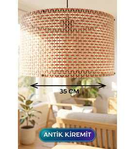 Antik Kiremit Hasır Kumaş Başlıklı Sarkıt ize 35 CM