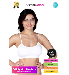 #Büstiyer Dikişsiz Seamless Kadın Esnek Yumuşak Kumaş İp Askılı Pedsiz Spor Büstiyer - 4 Adet