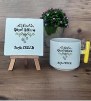 Yeni Yıl Hediyesi Seti Kupa Bardak T Kulplu ve Dekoratif Taş Yılbaşı Hediyesi (Model 5)