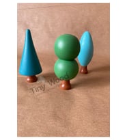 Ahşap Waldorf Orman Seti - 3'lü Ağaç Seti Eğitsel Oyuncak (Yeşil)