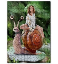 Cakapuzzle Salyangoz Dizginler Elinde Kız İllüstrasyon Puzzle Yapboz MDF (Ahşap) (120 Parça)