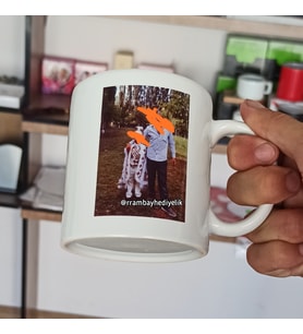 Resimli Kupa Bardak beyaz