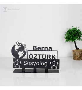 Sosyolog Masaüstü İsimlik - Metal Masa İsimliği - Hediye Ofis İsimlik