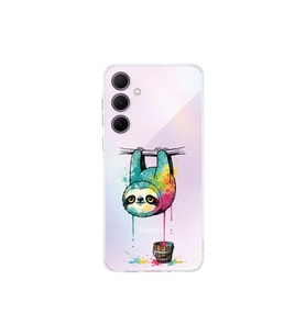 Samsung Galaxy A36 4G ile Uyumlu Splash Tembel Hayvan Tasarımlı Şeffaf Silikon Kılıf