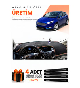 FORD FOCUS 3 (2011-2016) Uyumlu Torpido Koruma Örtüsü Oto Kılıfı - Siyah Kahverengi