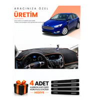 FORD FOCUS 3 (2011-2016) Uyumlu Torpido Koruma Örtüsü Oto Kılıfı - Siyah Kahverengi