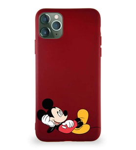 Apple iPhone 11 Pro Max Soft Premier Kapak Mickey Mouse-F Tasarımlı Silikon Kılıf - Mürdüm (Şeffaf)