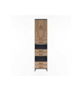 Hyperion Dolap 4 Raflı 6 Çekmeceli 2 Kapaklı 60x44x243 Antrasit-Çam