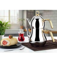 Yonca Lines Şahmeran Mini Boy 2 No Çelik Çaydanlık Altın Metal Sap (Gri)