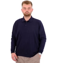 Mode XL Büyük Beden Erkek Polo Yaka Sweatshirt Nakışlı U24340 Lacivert