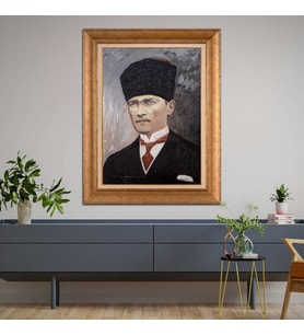 Altın Varaklı Paspartulu Çerçeveli Tablo hb868