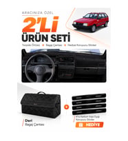 LADA SAMARA ENJEKSİYONLU (1990-2004) Uyumlu Torpido Örtüsü + Deri Bagaj Çantası Seti - Siyah